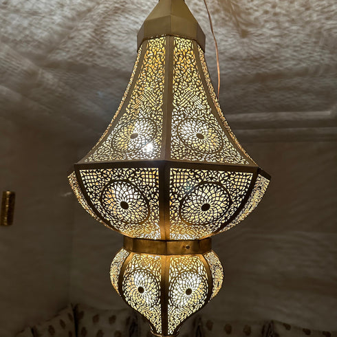 Large Moroccan brass chandelier lighting , Moroccan bronze light (PL 10014)